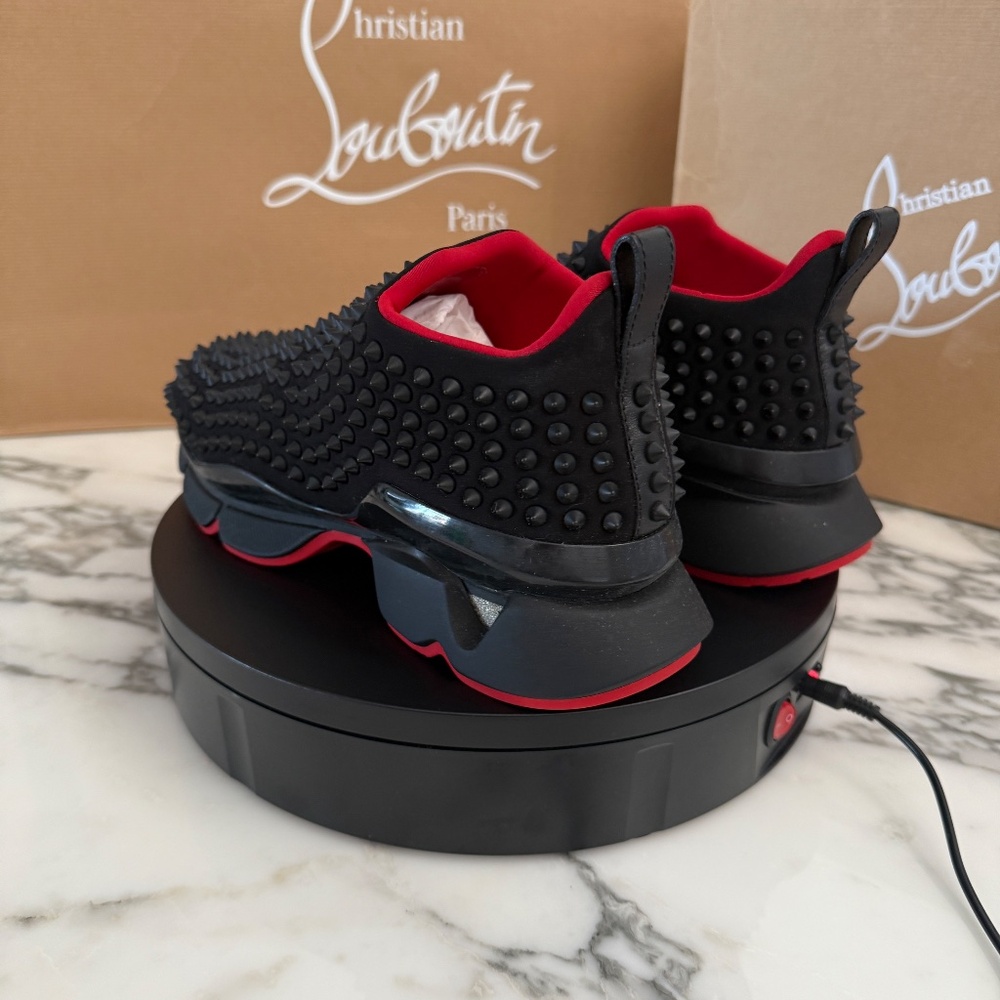 Christian Louboutin 1190270 Men's Black Spike-Sock Flat Neoprene, sizes - Picture 5 of 15